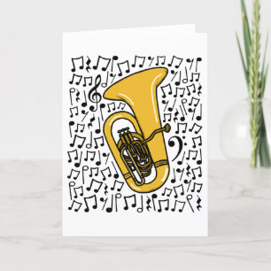 Tuba Musical Notes Tubaist Messing Muzikant Feestdagen Kaart