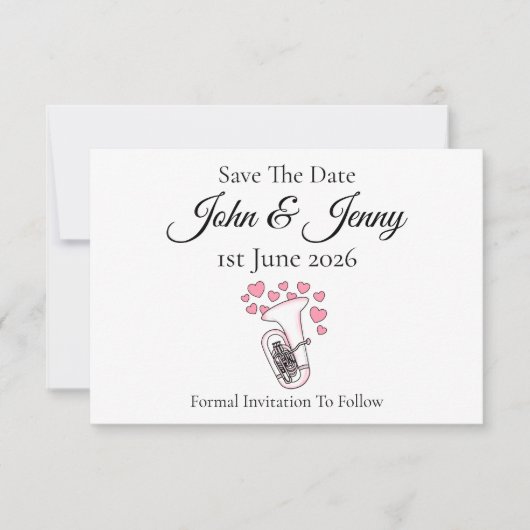 Tuba Musician Wedding Save The Date (Voorkant)