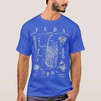 Tuba  Patent Tubaist Tubist Tekening Afdruk T-shirt
