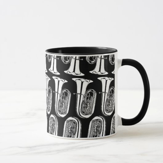 Tuba Pattern Ringer Mok - zwart-wit (Rechts)
