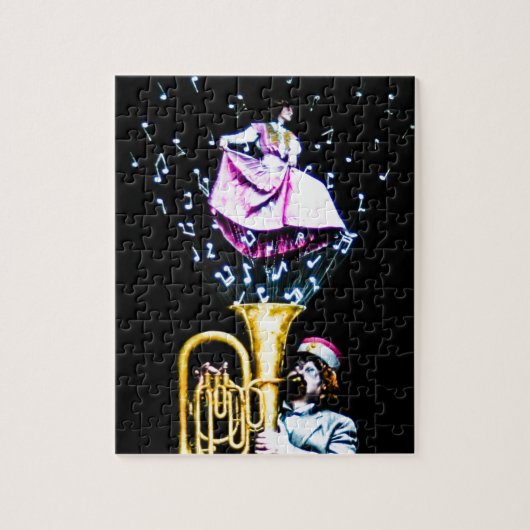 Tuba Player- en Singer-Muzieknoten Legpuzzel (Verticaal)
