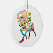 Tuba Playing Stickman Keramisch Ornament (Rechts)