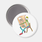 Tuba Playing Stickman Magneet (Voorkant / Achterkant)