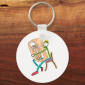 Tuba Playing Stickman Sleutelhanger (Voorkant)