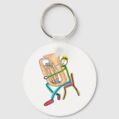 Tuba Playing Stickman Sleutelhanger (Achterkant)