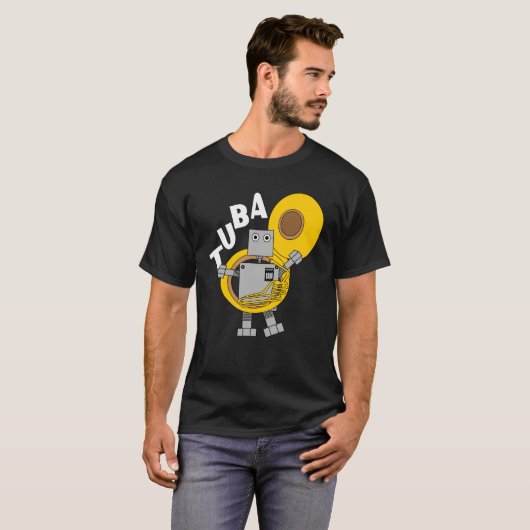Tuba Robot Tekst T-shirt (Voorkant volledig)
