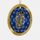Tuba ~ Silver ~ Blue ~ Gold ~ Kerstmis ~ Keramisch Ornament (Rechts)