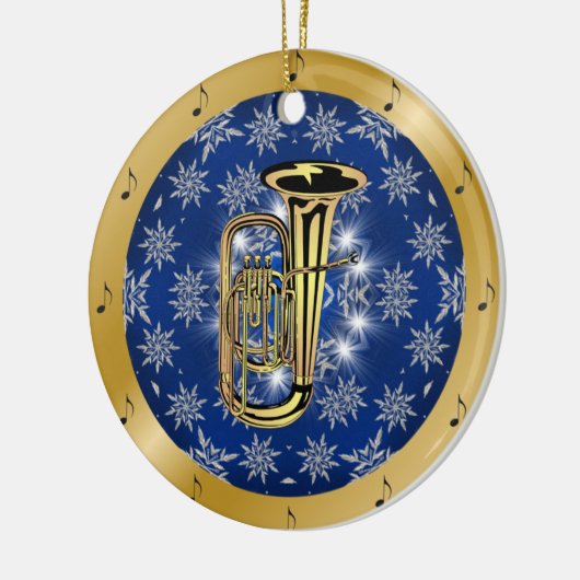 Tuba ~ Silver ~ Blue ~ Gold ~ Kerstmis ~ Keramisch Ornament (Links)