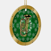 Tuba ~ Silver ~ Green ~ Gold ~ Kerstmis ~ Keramisch Ornament (Rechts)