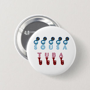 Tuba Sousa zijn instrumenten Ronde Button 5,7 Cm