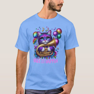 Tuba spelen kat Psychedelicuba kat T-shirt