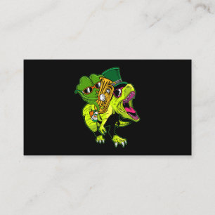 Tuba St Patricks Day Boys Kinder Shamrock Dinosaur Visitekaartje