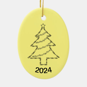 Tuba Texte Arbre de Noël Ornement en céramique