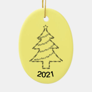 Tuba Texte Arbre de Noël Ornement en céramique