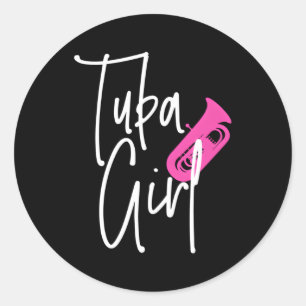 Tuba Tuba Speler Messing Muziek Marching Band Tubi Ronde Sticker