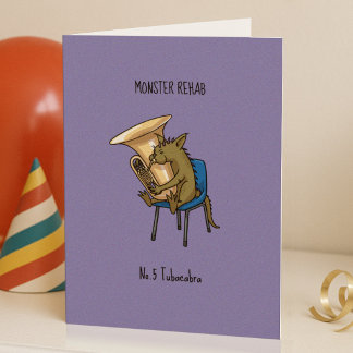 Tubacabra Tuba Speler Chupacabra Woordspeling Kuns Kaart