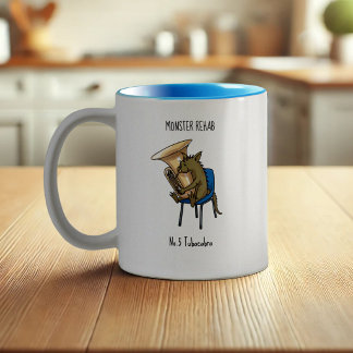 Tubacabra Tuba Speler Chupacabra Woordspeling Kuns Tweekleurige Koffiemok