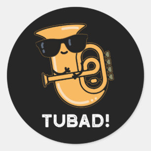 Tubad Funny Music Tuba Pun Dark BG Ronde Sticker