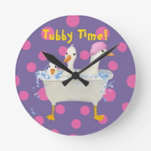 Tubby Time Drie Eenden in Badkuip Aquarel 