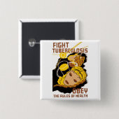 Tuberculose bestrijden vierkante button 5,1 cm (Voorkant /achterkant)