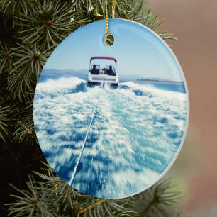 Tubing achter snelheidsboat keramisch ornament