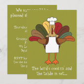 Tucker Turkey Chef Thanksgiving Dinner Invitation Kaart (Voorkant / Achterkant)
