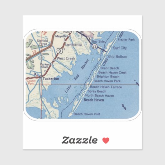 Tuckerton NJ  kaart Sticker (Vel)