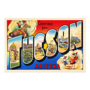 Tucson Arizona AZ Vintage Grote letter Briefkaart  Foto Afdruk