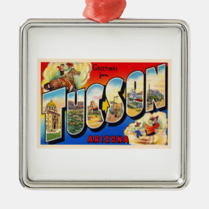Tucson Arizona AZ Vintage Grote letter Briefkaart  Metalen Ornament