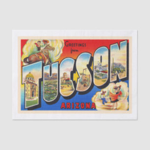 Tucson Arizona AZ Vintage Grote letter Briefkaart  Tissuepapier