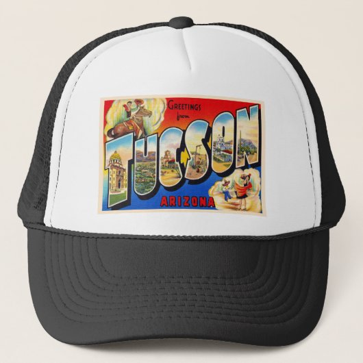 Tucson Arizona AZ Vintage Grote letter Briefkaart  Trucker Pet (Voorkant)