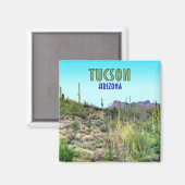 Tucson Arizona Cactus en Mountain  Magneet (Voorkant / Achterkant)