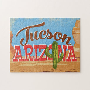Tucson Arizona Cartoon Desert Vintage Travel Legpuzzel