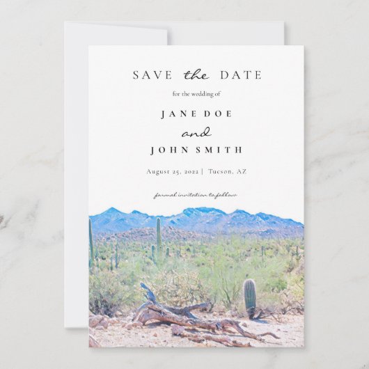 Tucson Arizona Desert Mountain Save The Date (Voorkant)