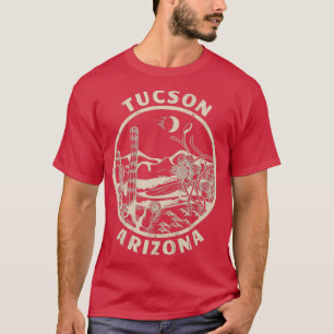 Tucson Arizona Linocut Verdrietige woestijn Illust T-shirt