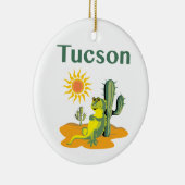 Tucson Arizona Lizard onder Saguaro Keramisch Ornament (Rechts)