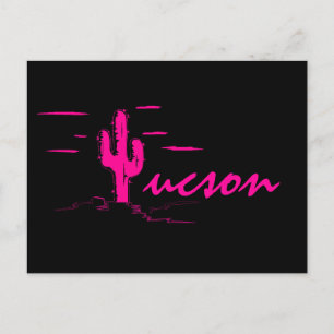Tucson Arizona Neon Desert Nights Saguaro Cactus Briefkaart