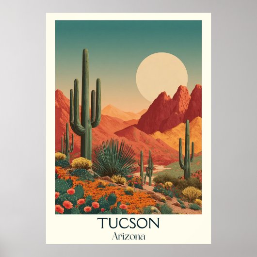 Tucson Arizona Retro Travel Poster | Style vintage (Devant)