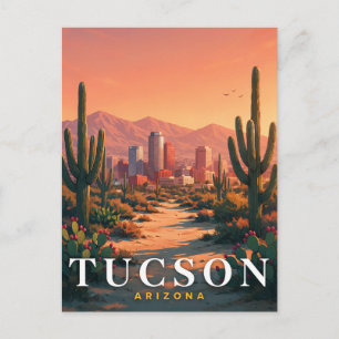 Tucson Arizona Schitterende Woestijn Skyline Kunst Briefkaart