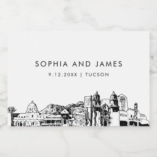 Tucson Arizona Skyline Mini Sparkling Wijnetiket (Enkel label)