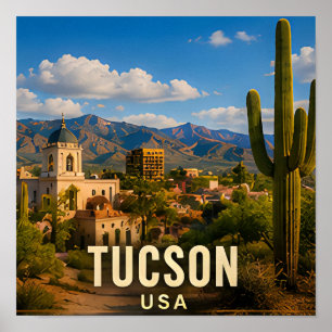 Tucson Arizona Woestijn Berg Reis Souvenir Poster