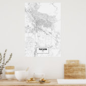 Tucson, Arizona (zwart op wit) Poster (Keuken)