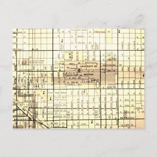 Tucson, AZ  Map Briefkaart (Voorkant)