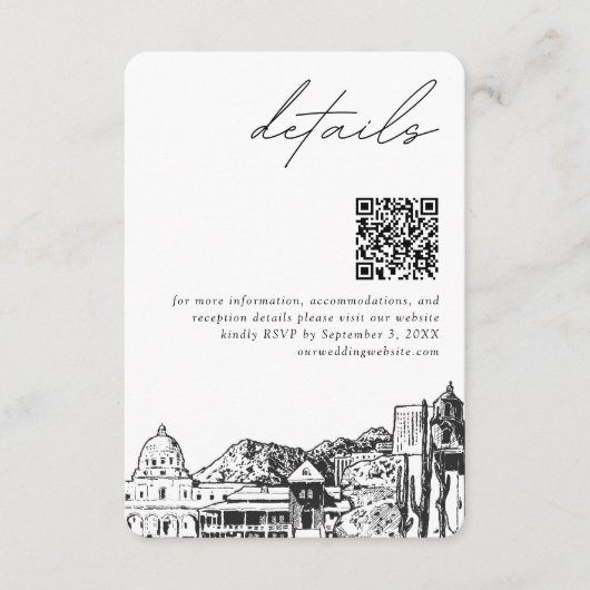 Tucson Bruiloft Moderne Details QR Code Informatiekaartje (Voorkant)