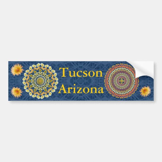 Tucson Bumpersticker met Barrel Cactus Mandalas (Voorkant)