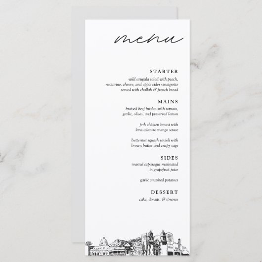 Tucson Skyline Modern Mariage Diner Menu (Devant / Derrière)
