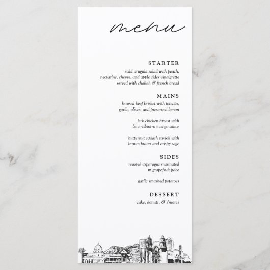 Tucson Skyline Modern Mariage Diner Menu (Devant)