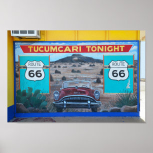 Tucumcari Vanavond Art Wall, Route 66, New Mexico Poster