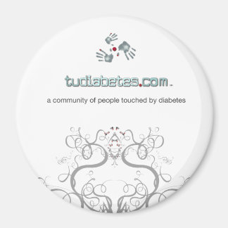 TuDiabetes.com Magnet rond |Ligne blanche|