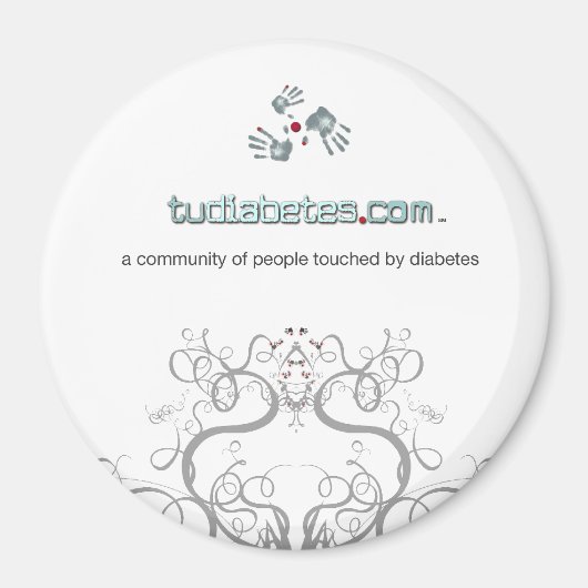 TuDiabetes.com Magnet rond |Ligne blanche| (Devant)